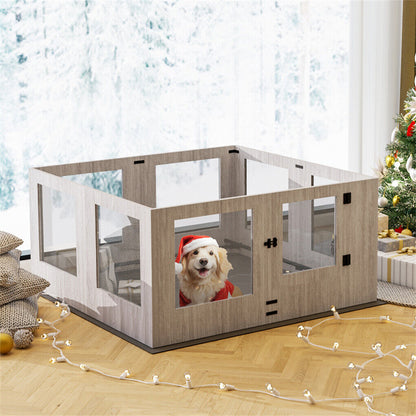 Dog Whelping Box 8 Panels Puppy Pen with Pad