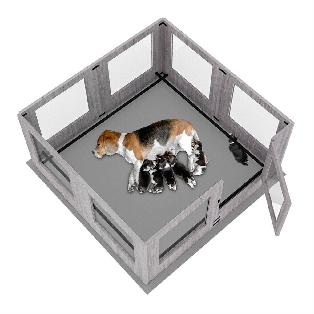 Dog Whelping Box 8 Panels Puppy Pen with Pad