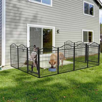16 Panel Pet Playpen Gate Extension w/ Lockable Door Large Dog Cage