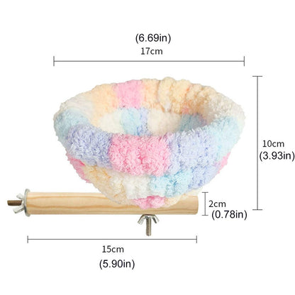Parrot Winter Warm Nest Fluffy Cotton Hanging Bed Colourful Bird Cage House - Pink