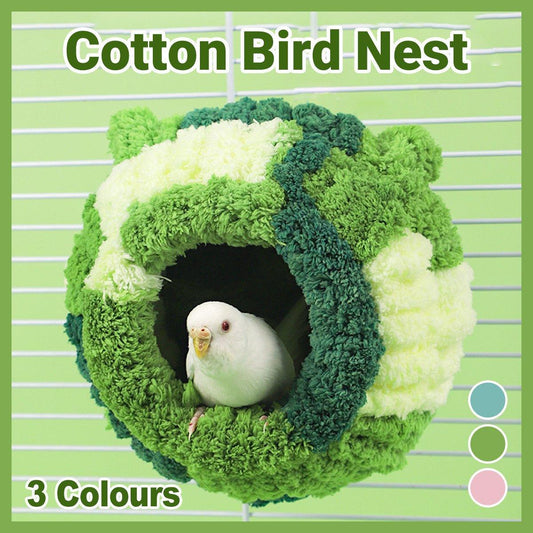 Hanging Warm Cotton Nest Hammock Cozy Bed for Parrots and Other Bird Species - Pink