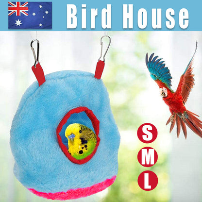 Plush Hanging Bird Nest Bed Cage Hammock for Parrots and Small Birds - M