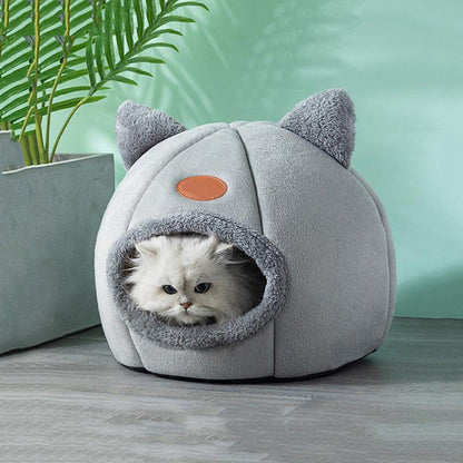 Cat Bed Winter Warm Enclosed Pet House Cozy Indoor Sleeping Nest for Cold Weather - L