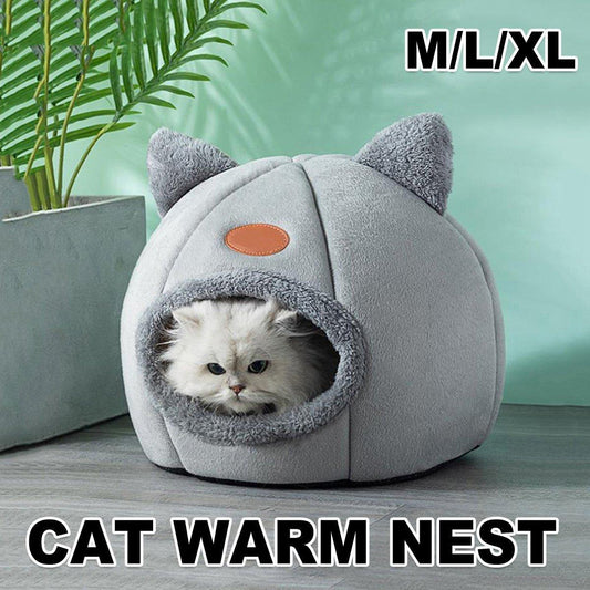 Cat Bed Winter Warm Enclosed Pet House Cozy Indoor Sleeping Nest for Cold Weather - XL