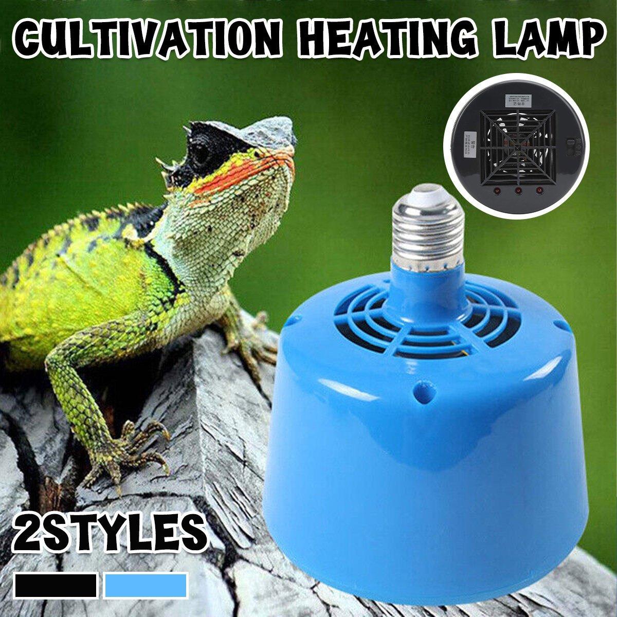 Cultivation Heating Lamp with Thermostat and Fan for Incubators Reptiles Eggs Coops - Black (5W-100W)