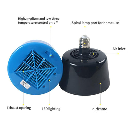 Cultivation Heating Lamp with Thermostat and Fan for Incubators Reptiles Eggs Coops - Black (5W-100W)