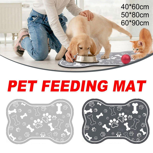 Pet Feeding Mat Non-slip Diatom Mud Absorbent Dirt-resistant Waterproof Placemat - Grey-60x90cm