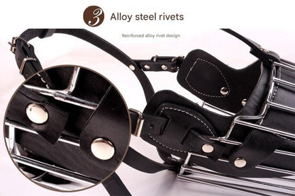 Black Metal Basket Dog Muzzle - Anti-Bite & Anti-Barking - M