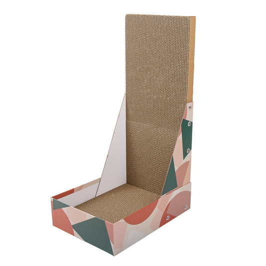 Pop Pattern Cat Scratching Post and Lounge - 350x250x600mm Corrugated Cardboard