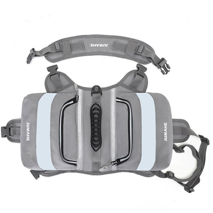 Grey Saddle Bag Dog Backpack - Adjustable Harness Pack for Hiking, Camping & Travel with Medium to Large Dogs